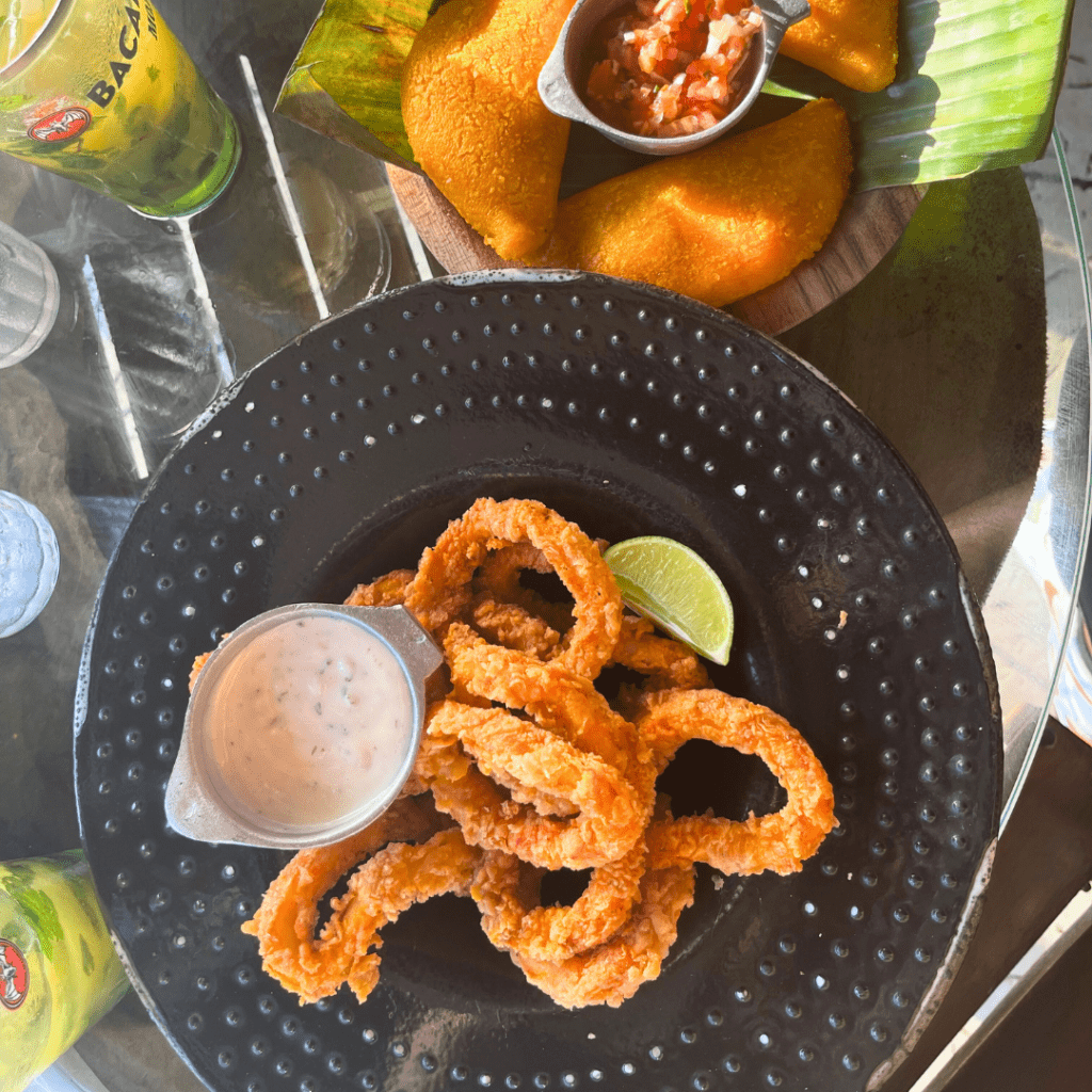 Calamari and empanadas