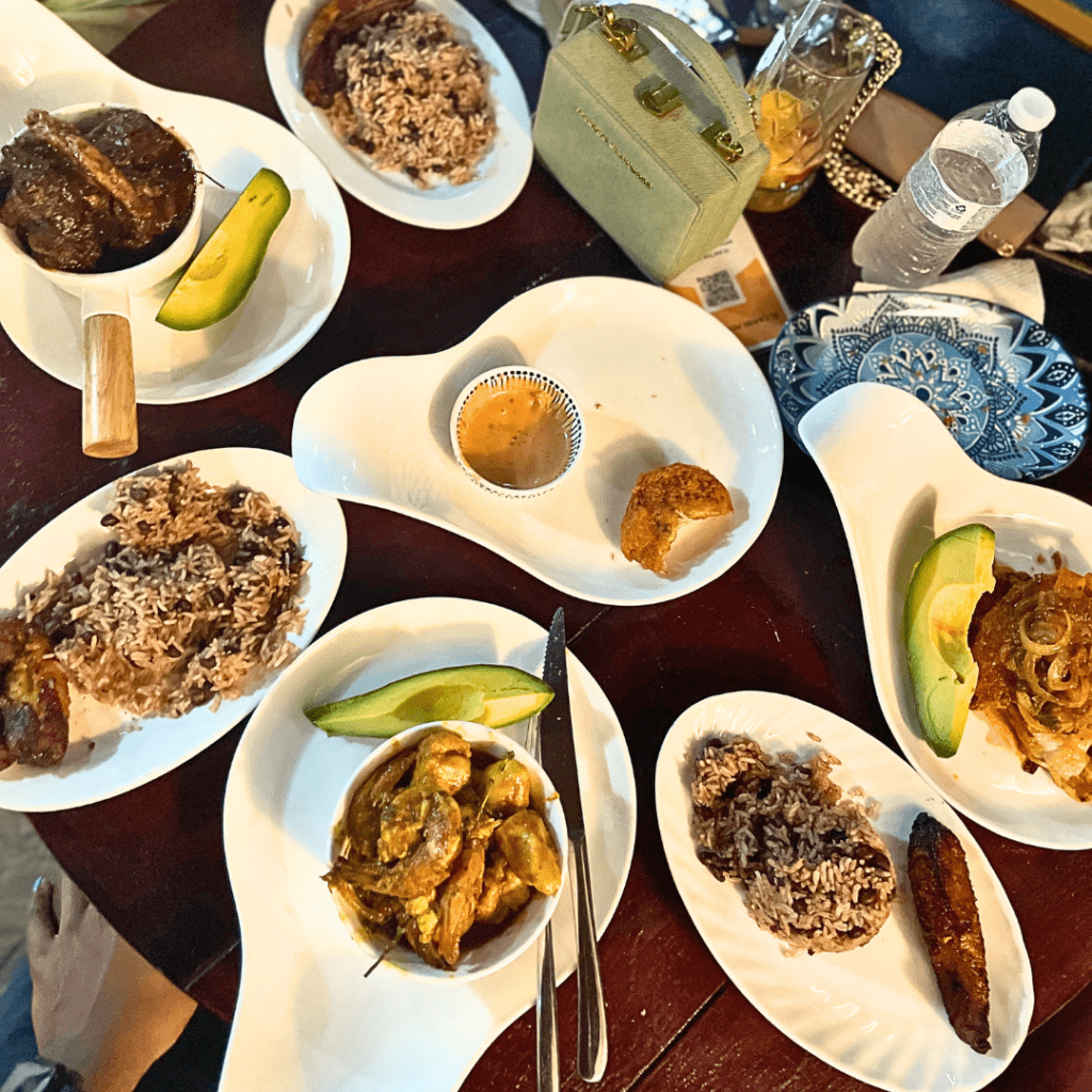 Table of Jamaican dishes