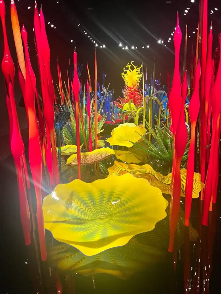 Colorful blown glass installation at the Chihuly Garden and Glass Museum in Seattle.